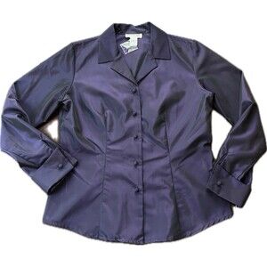 Ann Taylor Women Tops Blouses Shimmering Purple Acetate Knotted Buttons, Size 8P
